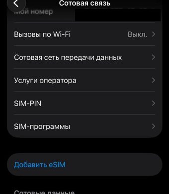 Настройки — Сотовая связь — Добавить eSIM
